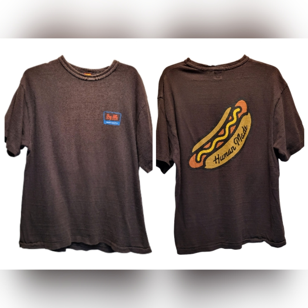 Human Made Men's Heather Brown 'Dry Alls' Hot Dog Graphic T-Shirt - Size L